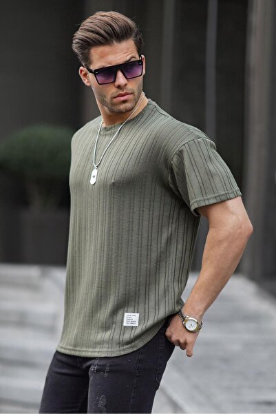 Madmext Ανδρικό T-Shirt Khaki Oversize Crew Neck 6179