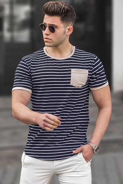 Madmext Μπεζ ανδρικό μπλουζάκι 5203