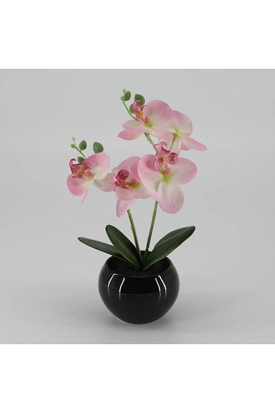 XMayGift Orhidee, Roz/negru, Plastic/mătase/ceramică, 30 cm