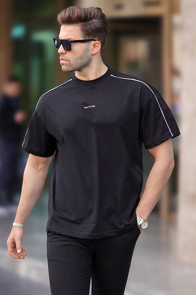 Madmext Μαύρο μπλουζάκι Oversize Crew Neck 7009