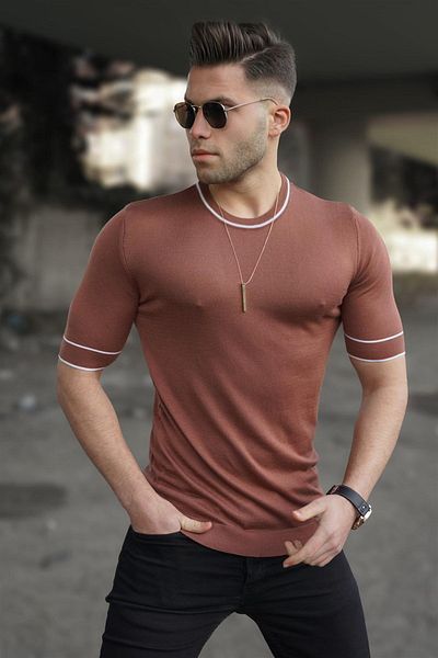 Madmext Ανδρικό Πλεκτό Πλακάκι T-Shirt 5080