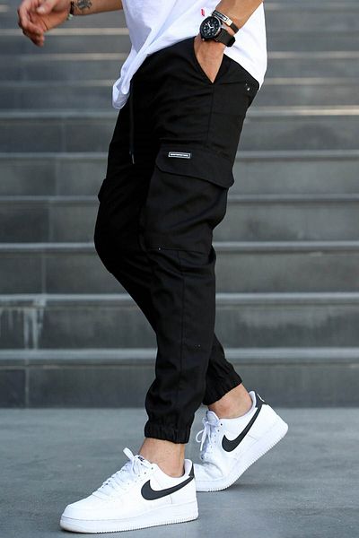 Madmext Černé kalhoty Cargo Pocket Jogger 5437