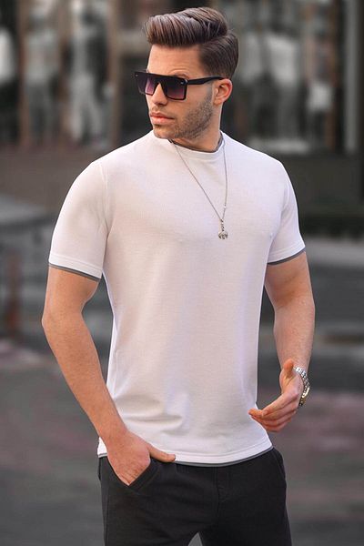 Madmext Men's White T-Shirt 5815