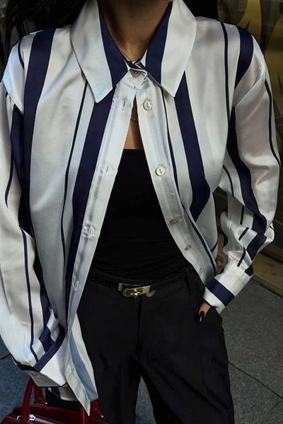 Butik Double Striped Satin Shirt 3416