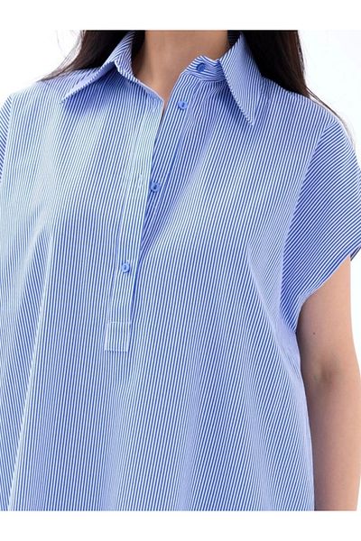 Butik 7450 Dress-Blue with White Stripes