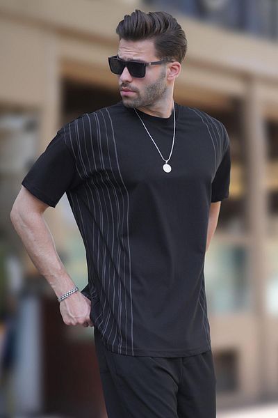 Madmext T-Shirt με λαιμόκοψη γκρι χρώματος βαμβακερό 7038