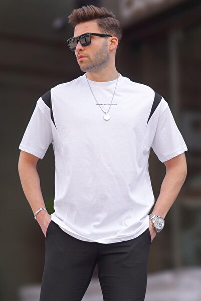 Madmext Λευκό μπλουζάκι Oversize Crew Neck 7003