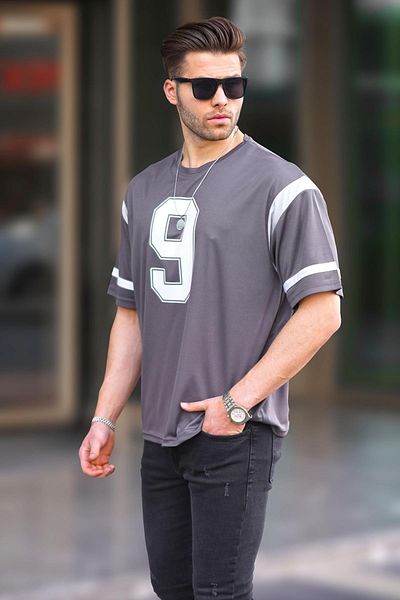 Madmext Smoked Oversize Crew Printed T-Shirt 6200