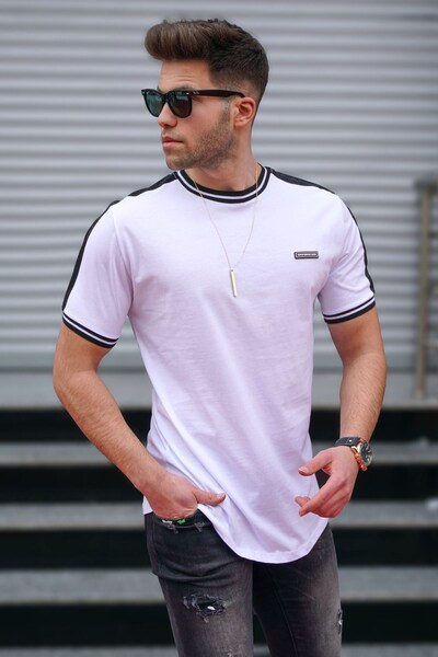 Madmext Ανδρικό λευκό μπλουζάκι 5374