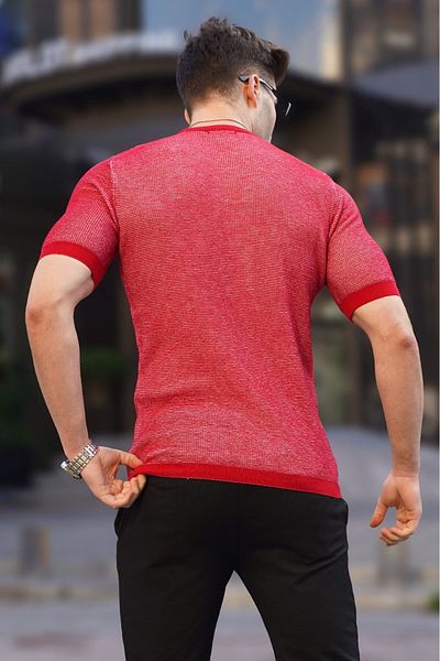 Madmext Rotes Strick-T-Shirt für Herren 5076