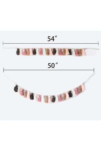 Decocove Decorative Garland, Cotton/wood, Multicolor, 127 Cm
