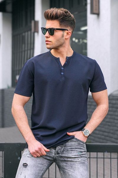 Madmext Tricou oversize bleumarin - 5375