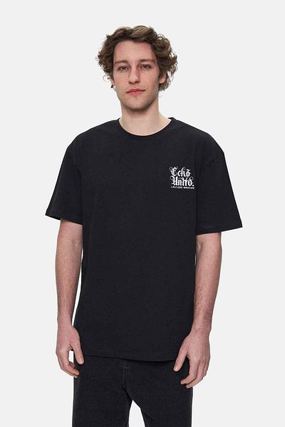 ECKO UNLTD Muiris Black Crew Neck Printed Oversize Men's Tshirt
