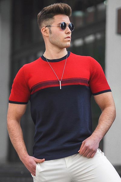 Madmext Men's Red Knitwear T-Shirt 5094