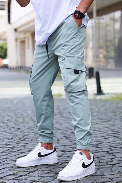 Madmext Pánske nohavice Jogger Green Cargo Pocket 5461