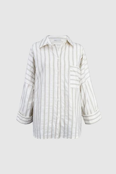 birizmoda Кафява раирана бяла риза