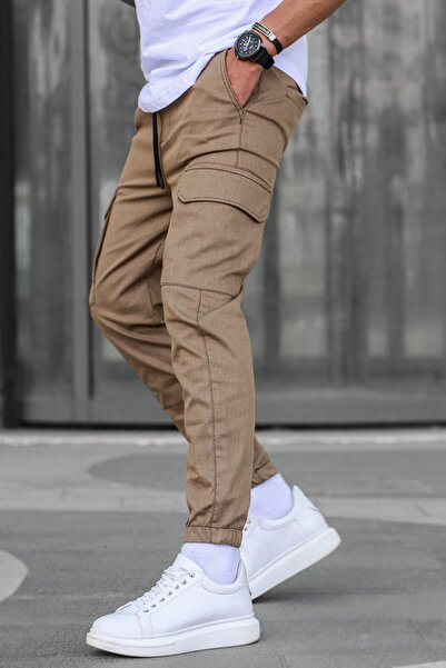 Madmext Brown Cargo Pocket Men's Jogger Pants 5463