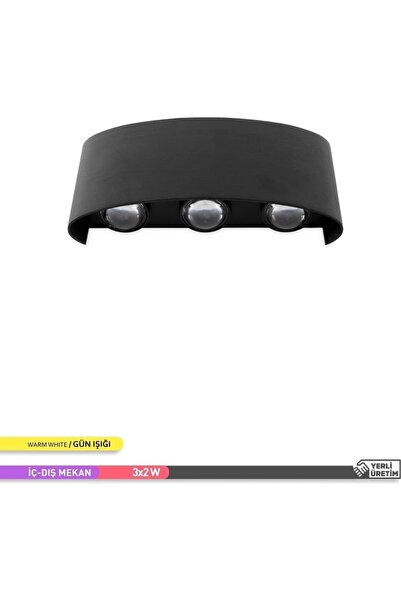 ACK 6W Çift Yönlü LED Duvar Aplik Siyah Gövde Gunışığı Işık AH07-07201