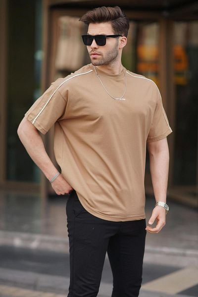 Madmext T-Shirt Camel Oversize Crew Neck 7009
