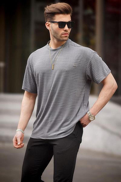 Madmext Ανδρικό T-shirt Smoked Oversize Crew Neck 6191