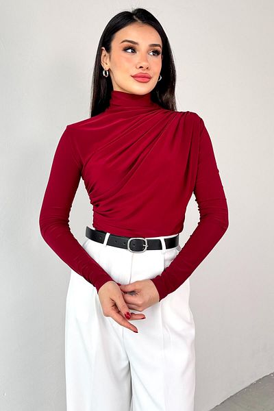 Cappmoda BLZ-9871 Bluză cu mânecă lungă, cu mânecă lungă, cu încâlcire laterală
