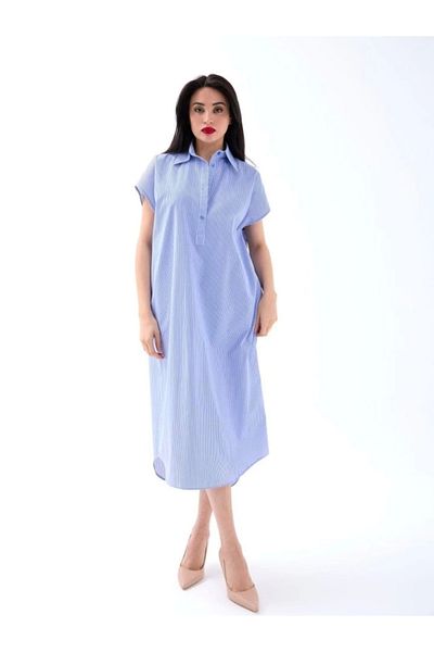 Butik 7450 Dress-Blue with White Stripes
