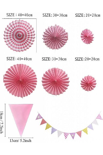 Hmycl Banner set with 6 party decorations Hmycl, paper, pink