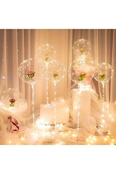 Flippy Rose in LED Balloon with Lights, Flippy, Bouquet Type, Diameter 35 cm, Pink