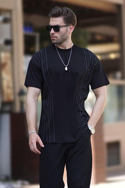 Madmext T-Shirt με λαιμόκοψη γκρι χρώματος βαμβακερό 7038