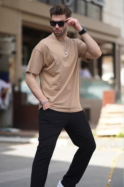 Madmext Μπλουζάκι με λαιμόκοψη με στάμπα Mink - Κοντό μανίκι 7036