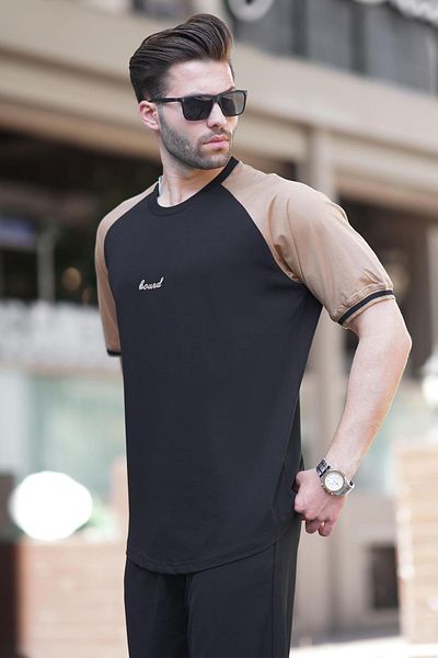 Madmext Ανδρικό μπλουζάκι 7013 Model Black Embroidered Crew Neck - κοντομάνικο