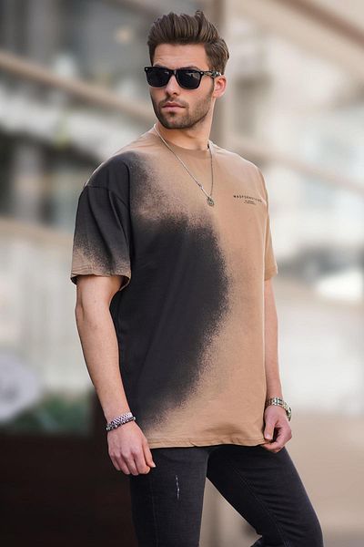 Madmext Ανδρικό μπλουζάκι Crew Neck Mink Printed 7028