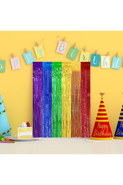 Jremreo Set of 2 Jremreo fringed curtains, foil, multicolor, 100 x 300 cm