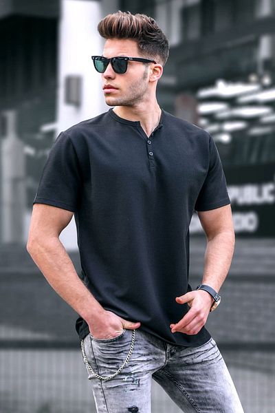 Madmext Černé oversize tričko 5375