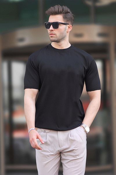 Madmext Ανδρικό μπλουζάκι Black Crew Neck Basic 6883