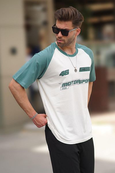 Madmext Tricou cu mânecă scurtă pentru bărbați din bumbac ecru model 7034