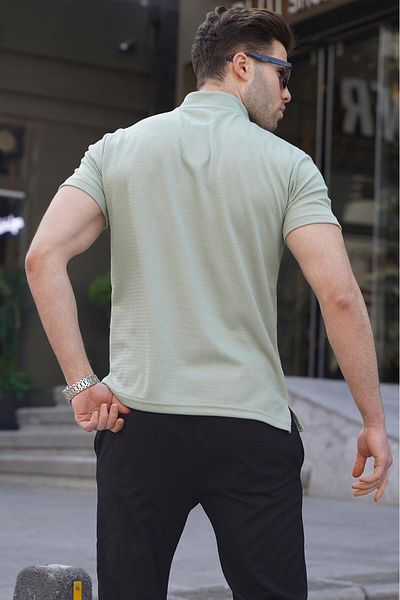 Madmext Ανδρικό μπλουζάκι με φερμουάρ Mint Green 6120