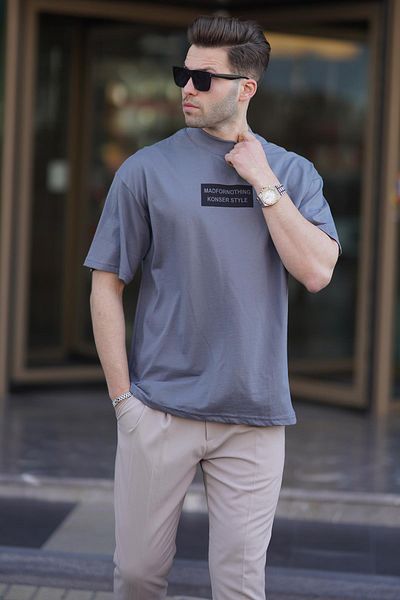 Madmext Ανδρικό μπλουζάκι Smoked Lying High Collar Oversize 7005