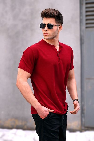 Madmext Ανδρικό μπλουζάκι Claret Red με κοντό μανίκι Basic