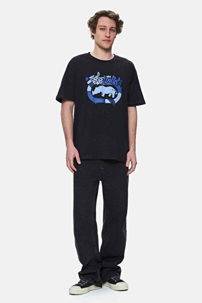 ECKO UNLTD Rhett Black Crew Neck Printed Oversize Men's Tshirt