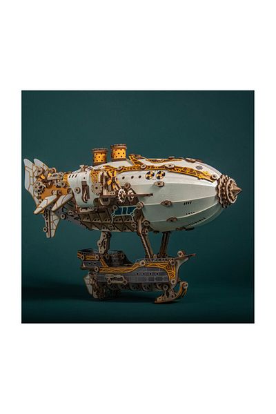 ROKR 3d Puzzle, Mfantasy Airship, White, Hc, Wood, 473 Pieces