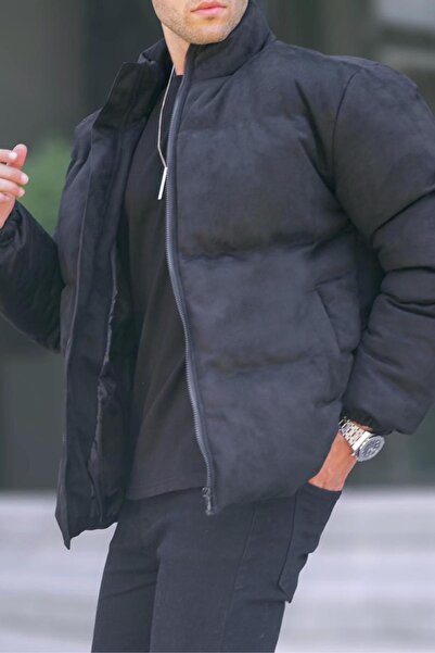 Madmext Siyah Nubuk Erkek Şişme Mont 6802