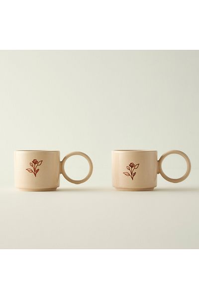 Bella Maison Best Mom Ever Ceramic Set of 2 Cups Beige (270 Cc)