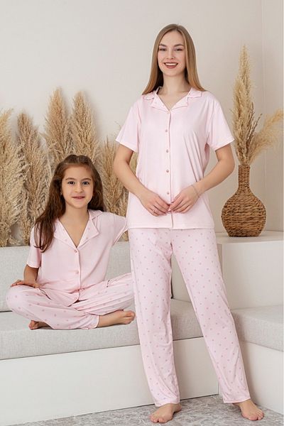 Farya Home Mother Daughter Combination Short Sleeve Patterned Shirt Pajama Set (Mother and Daughter Sold Separately)