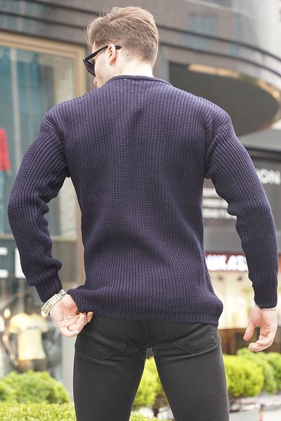 Madmext Navy Blue Basic Knitwear férfi pulóver 5990