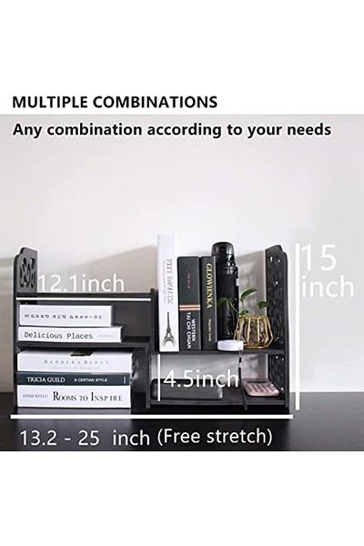 Generic Mini Black Pvc Desktop Bookshelf For Storage – Cute Organizer Shelves For Women And Kids