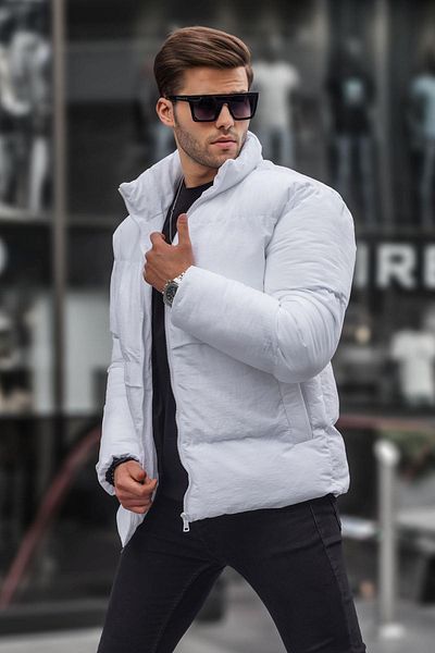 Madmext Ανδρικό μπουφάν με γιακά White Stand 6807