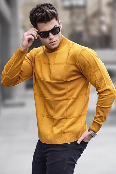 Madmext Pulover cu guler muștar 5784