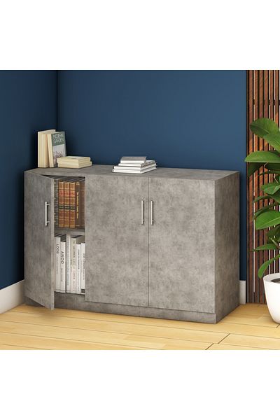 Mahmayi Modern 3 Door Credenza, Versatile Storage Solution with 2 Shelves