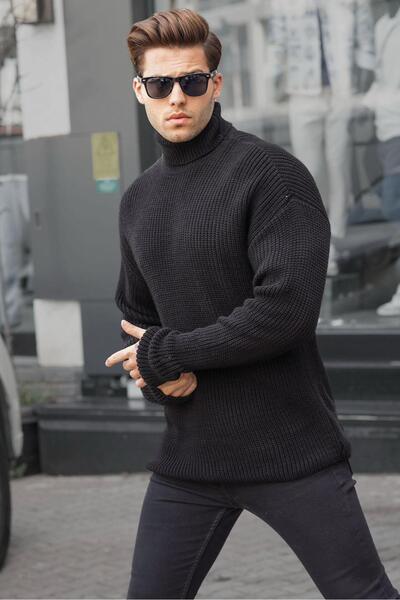 Madmext Black Turtleneck Knitted Sweater 6858